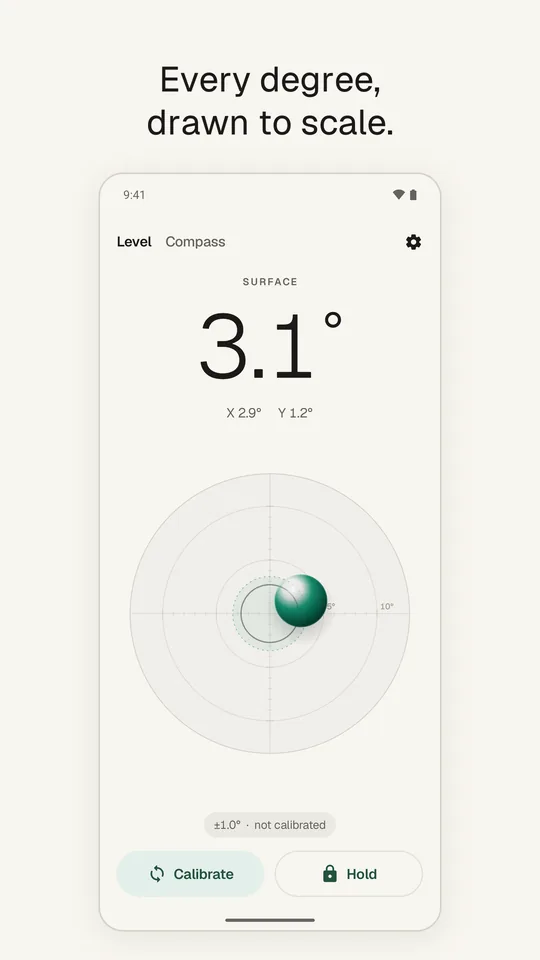 The vial drawn to scale, tilted 3.1°