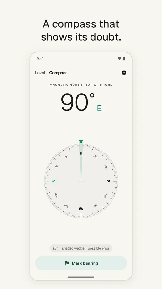 Compass in the light theme with the error wedge